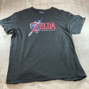The Legend Of Zelda Black Ocarina Of Time T-Shirt Sword Shield Men XXL Cotton